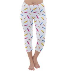 Multicolored Pencils And Erasers Capri Winter Leggings  by SychEva