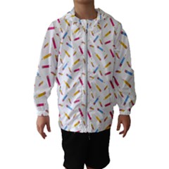 Multicolored Pencils And Erasers Kids  Hooded Windbreaker by SychEva