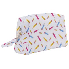 Multicolored Pencils And Erasers Wristlet Pouch Bag (large) by SychEva