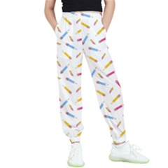 Multicolored Pencils And Erasers Kids  Elastic Waist Pants by SychEva