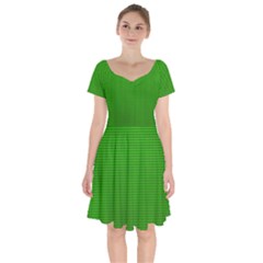 Metallic Mesh Screen 2-green Short Sleeve Bardot Dress by impacteesstreetweareight