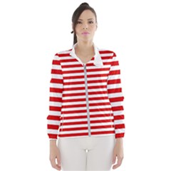 Red And White Stripes Pattern, Geometric Theme Women s Windbreaker by Casemiro