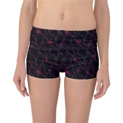 Pink Abstract Flowers With Splashes On A Dark Background  Abstract Print Boyleg Bikini Bottoms by SychEva