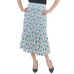 Funny Monsters Aliens Midi Mermaid Skirt by SychEva