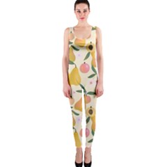 Yellow Juicy Pears And Apricots One Piece Catsuit by SychEva