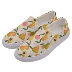 Yellow Juicy Pears And Apricots Men s Canvas Slip Ons by SychEva
