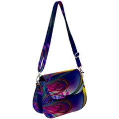 Colorful Rainbow Modern Paint Pattern 13 Saddle Handbag by DinkovaArt