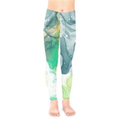 Orange And Green Alcohol Ink  Kids  Leggings by Dazzleway