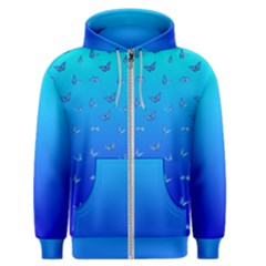 Butterflies At Blue, Two Color Tone Gradient Men s Zipper Hoodie by Casemiro