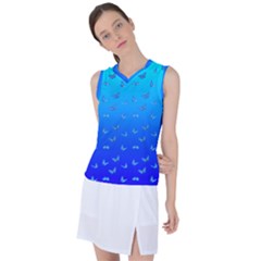 Butterflies At Blue, Two Color Tone Gradient Women s Sleeveless Sports Top by Casemiro