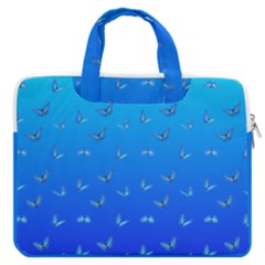 Butterflies At Blue, Two Color Tone Gradient Macbook Pro Double Pocket Laptop Bag by Casemiro