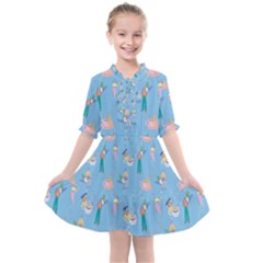 Beautiful Girls With Drinks Kids  All Frills Chiffon Dress by SychEva