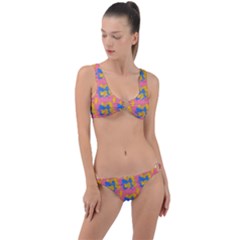 Abstract Painting Ring Detail Crop Bikini Set by SychEva