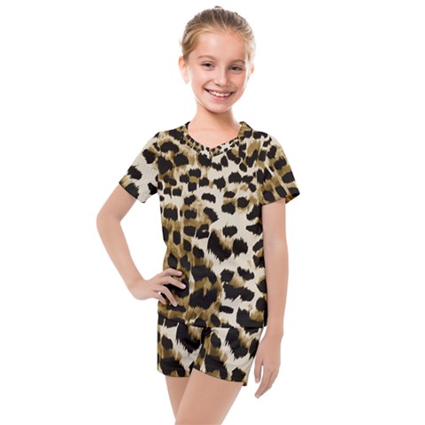 Leopard-print 2 Kids  Mesh Tee And Shorts Set by skindeep