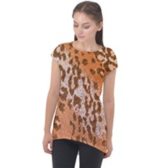 Leopard-knitted Cap Sleeve High Low Top by skindeep