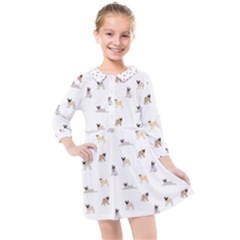 Funny Pugs Kids  Quarter Sleeve Shirt Dress by SychEva