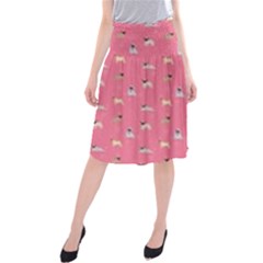 Funny Pugs  Cute Pets Midi Beach Skirt