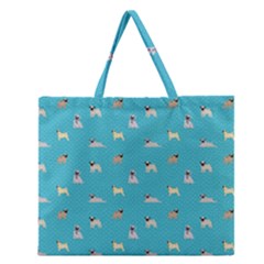 Funny Pugs Zipper Large Tote Bag by SychEva
