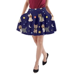 Terrier Cute Dog With Stars Sun And Moon A-line Pocket Skirt