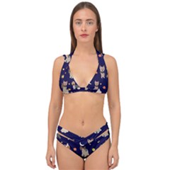 Terrier Cute Dog With Stars Sun And Moon Double Strap Halter Bikini Set by SychEva