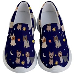 Terrier Cute Dog With Stars Sun And Moon Kids Lightweight Slip Ons by SychEva