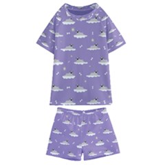 Pug Dog On A Cloud Kids  Swim Tee And Shorts Set by SychEva