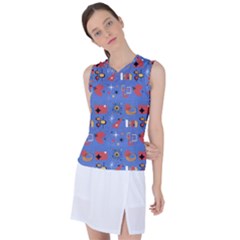 Blue 50s Women s Sleeveless Sports Top by InPlainSightStyle