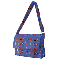 Blue 50s Full Print Messenger Bag (l) by InPlainSightStyle