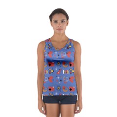 Blue 50s Sport Tank Top  by NerdySparkleGoth