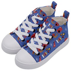 Blue 50s Kids  Mid-top Canvas Sneakers by InPlainSightStyle