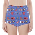 Blue 50s High-Waisted Bikini Bottoms View1