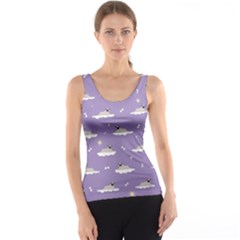 Cheerful Pugs Lie In The Clouds Tank Top by SychEva