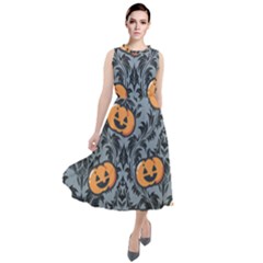 Halloween Jack O Lantern Round Neck Boho Dress by InPlainSightStyle