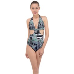 Robotic Endocrine System Halter Front Plunge Swimsuit by MRNStudios