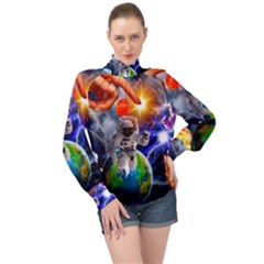 Riding The Storm Out High Neck Long Sleeve Chiffon Top by impacteesstreetwearcollage