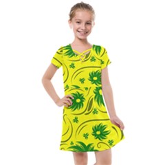 Folk Flowers Pattern  Kids  Cross Web Dress by Eskimos