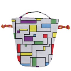 Colorful Rectangles Drawstring Bucket Bag by LalyLauraFLM