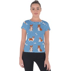 Cute Corgi Dogs Short Sleeve Sports Top  by SychEva