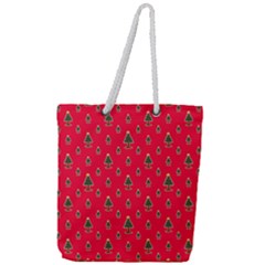 Sketchy Christmas Tree Motif Drawing Pattern Full Print Rope Handle Tote (large) by dflcprintsclothing