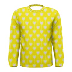 Purple Hearts On Yellow Background Men s Long Sleeve Tee by SychEva