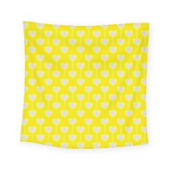 Purple Hearts On Yellow Background Square Tapestry (small) by SychEva