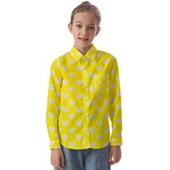 Purple Hearts On Yellow Background Kids  Long Sleeve Shirt by SychEva