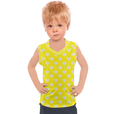 Purple Hearts On Yellow Background Kids  Sport Tank Top by SychEva