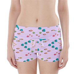 Marine Fish Multicolored On A Pink Background Boyleg Bikini Wrap Bottoms by SychEva