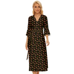 Cute Deer Pattern Black Midsummer Wrap Dress by snowwhitegirl