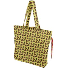 Cute Deer Pattern Yellow Drawstring Tote Bag by snowwhitegirl