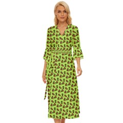 Cute Deer Pattern Green Midsummer Wrap Dress by snowwhitegirl