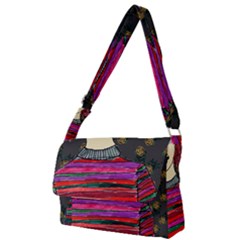 Floral Band Goth Girl Grey Bg Full Print Messenger Bag (s)