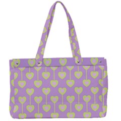 Yellow Hearts On A Light Purple Background Canvas Work Bag by SychEva