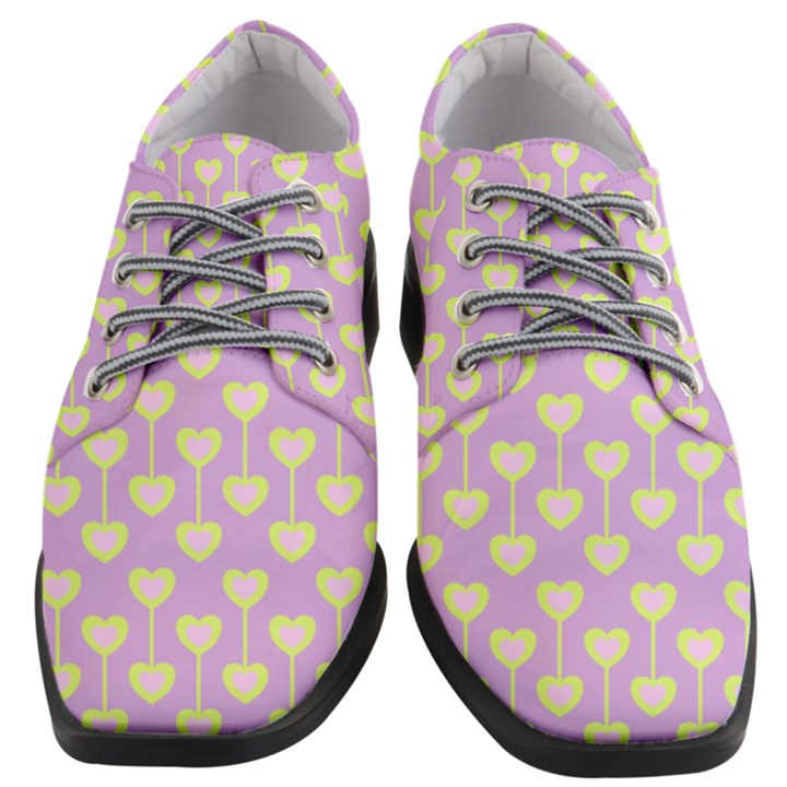 Yellow Hearts On A Light Purple Background Women Heeled Oxford Shoes